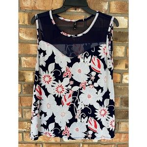 Jessie & J Women’s Sleeveless Multicolored Floral Print Top Size XL